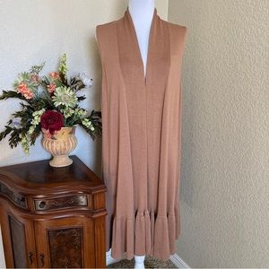 Belldini Ruffle Hem Long Sweater Vest